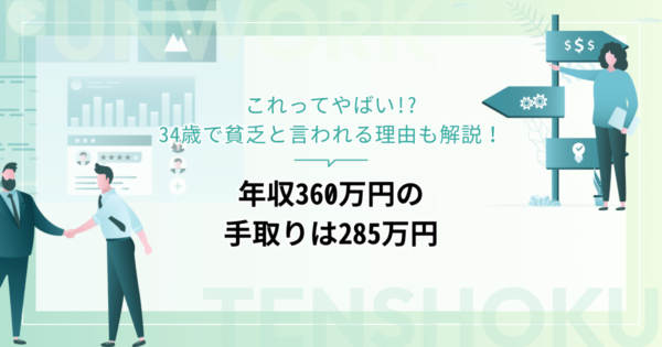 年収360万円の手取りが285万円、月額24万円ってやばい!? 34歳で貧乏と言われる理由も解説