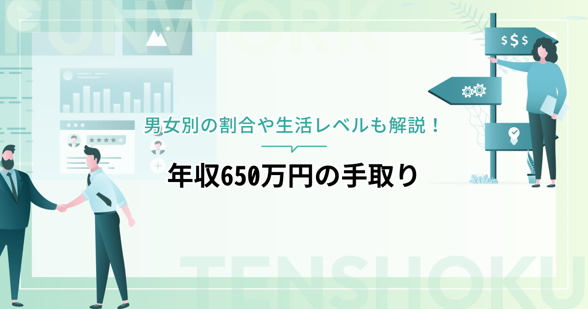 年収650万円の手取りは月収41万円、年間496万円！男女別の割合や生活レベルも解説