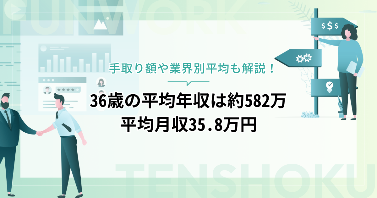 36歳の平均年収は約582万、平均月収35.8万円！手取り額や業界別平均も解説